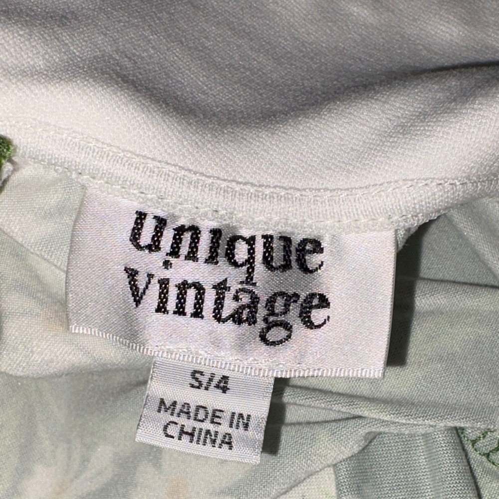 Unique Vintage Green and White Dress - Picture 2 of 3